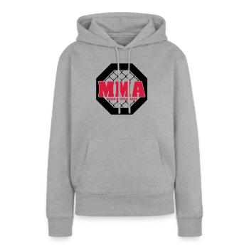 mma - Sweat à capuche Premium bio Femme - gris chiné - Devant - Selfina (174cm)