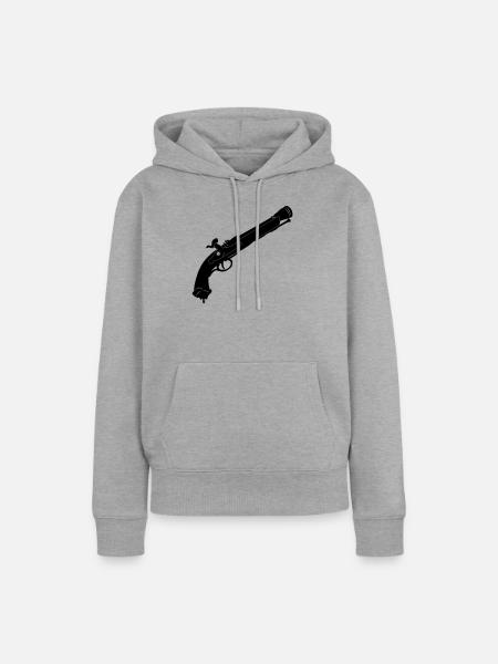 Piratenpistole - Frauen Premium Bio Hoodie - Grau meliert