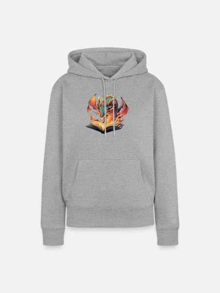 Drachenbuch Transformationsfeuer-Design - Frauen Premium Bio Hoodie - Grau meliert