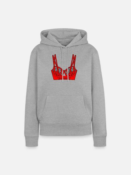 BH rotes Dessous-Logo - Frauen Premium Bio Hoodie - Grau meliert