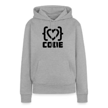 Herzprogrammierer Code Logo mit Text CODE - Frauen Premium Bio Hoodie - Grau meliert - Vorne - Selfina (174cm)