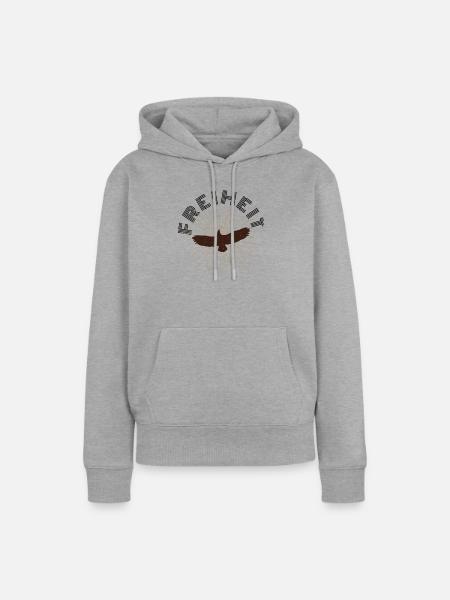 Adler mit Sonnenstrahlen-Hintergrund - Frauen Premium Bio Hoodie - Grau meliert
