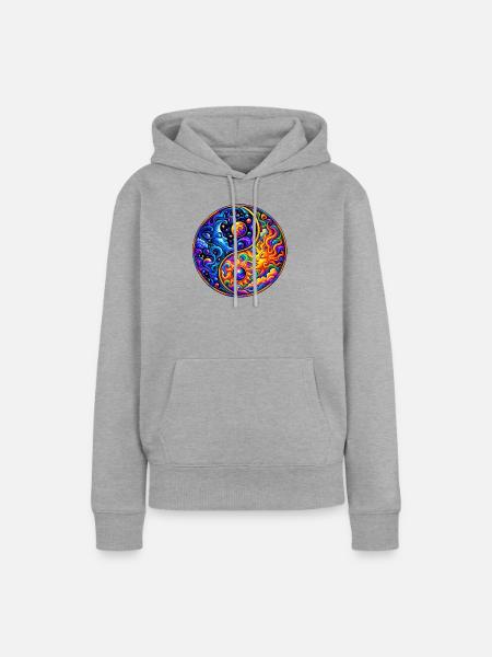 Yin & Yang - Frauen Premium Bio Hoodie - Grau meliert