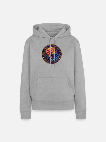 Yin & Yang - Frauen Premium Bio Hoodie - Grau meliert