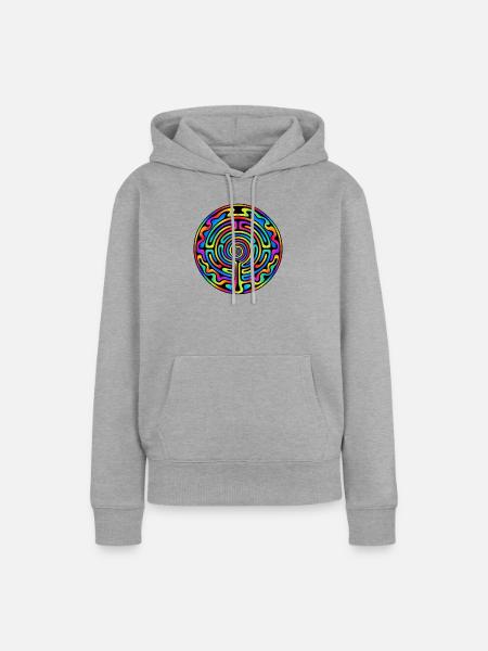 Labyrinth - Frauen Premium Bio Hoodie - Grau meliert