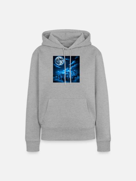 Mondnacht über dem Gruftfeld - Frauen Premium Bio Hoodie - Grau meliert