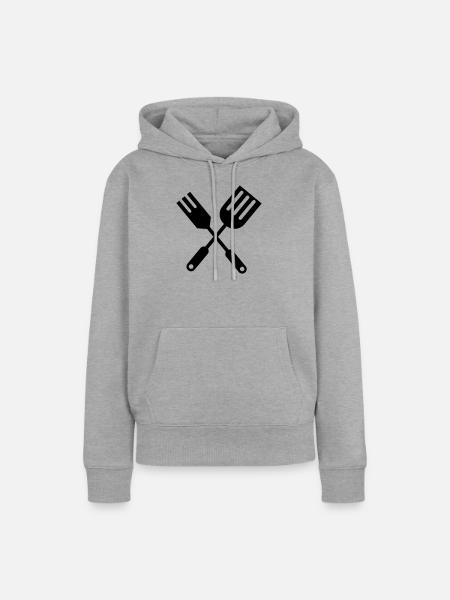 BBQ Küchenbesteck - Frauen Premium Bio Hoodie - Grau meliert