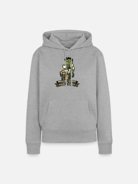 Zombie Kaffee Einkaufswagen - Frauen Premium Bio Hoodie - Grau meliert