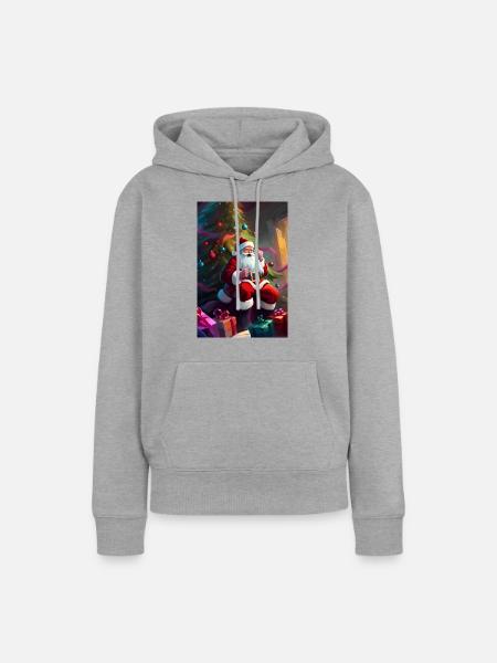 Santa Claus - Frauen Premium Bio Hoodie - Grau meliert