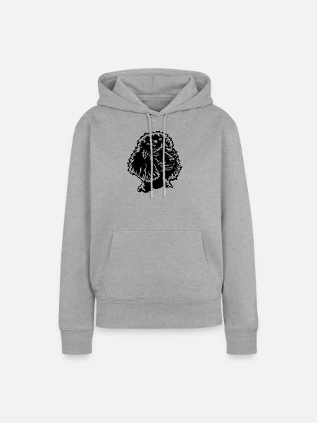 Pudel Kopf - Frauen Premium Bio Hoodie - Grau meliert
