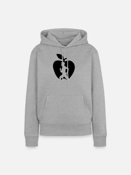Gesunder Fruchtläufer im Apfel ausgeschnitten - Frauen Premium Bio Hoodie - Grau meliert
