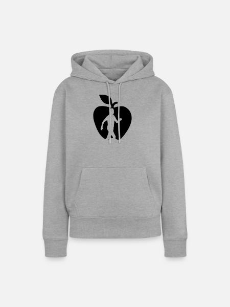Gesunder Obstwanderer im Apfelausschnitt - Frauen Premium Bio Hoodie - Grau meliert