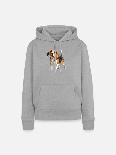 Beagle - Cooles Low Poly Logo - Frauen Premium Bio Hoodie - Grau meliert