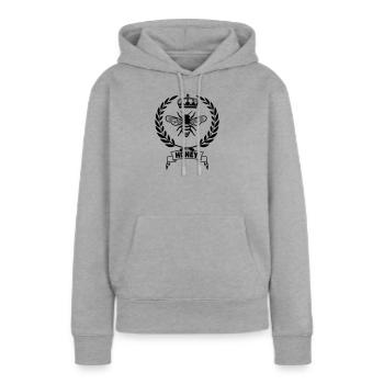 Abeille en couronne de laurier - Sweat à capuche Premium bio Femme - gris chiné - Devant - Selfina (174cm)