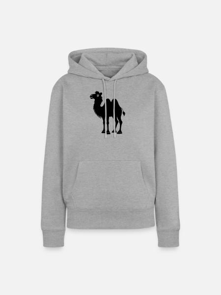 Schatten-Kamel - Frauen Premium Bio Hoodie - Grau meliert