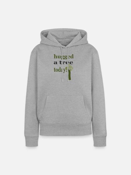 hugged a tree - Frauen Premium Bio Hoodie - Grau meliert