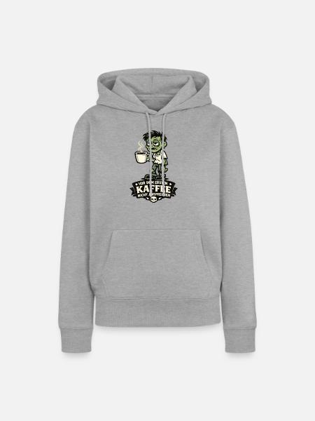 Erstkaffee Zombie: Nicht ansprechen - Frauen Premium Bio Hoodie - Grau meliert