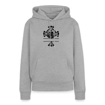 Keltisches Kreuz Logo oder Monogramm - Frauen Premium Bio Hoodie - Grau meliert - Vorne - Selfina (174cm)