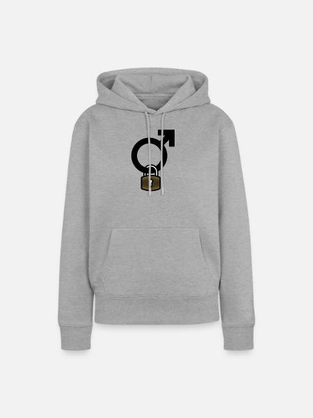 Herren mit Vorhängeschloss - Frauen Premium Bio Hoodie - Grau meliert