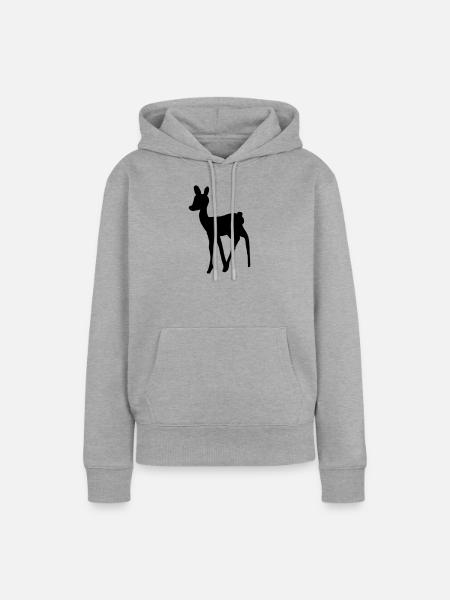 Hirsch Ciervo Hirsch Hirsch Bambi Cerf - Frauen Premium Bio Hoodie - Grau meliert