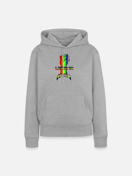 Regenbogenlesben stolz - Frauen Premium Bio Hoodie - Grau meliert