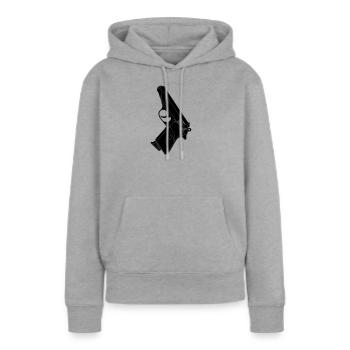 Valse pistolet - Sweat à capuche Premium bio Femme - gris chiné - Devant - Selfina (174cm)