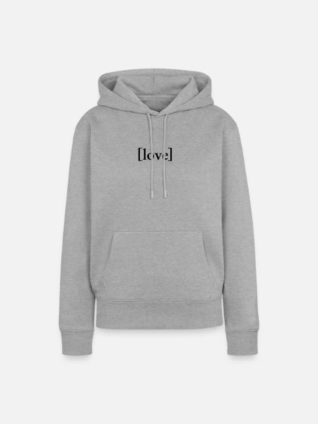 LOVE - Frauen Premium Bio Hoodie - Grau meliert