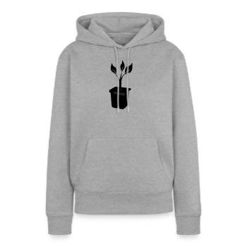 Découpe en plateau d’élevage - Sweat à capuche Premium bio Femme - gris chiné - Devant - Selfina (174cm)