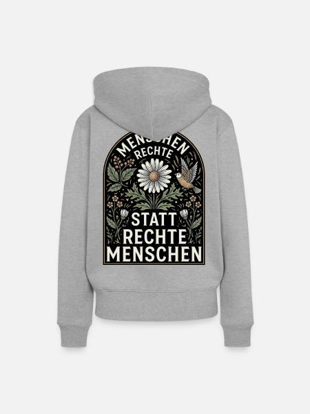 Retro Blumen Design Menschenrechte Spruch - Frauen Premium Bio Hoodie - Grau meliert