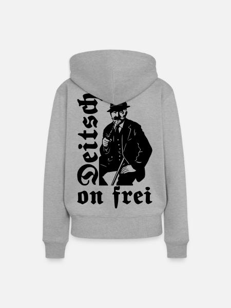 Anton Günther - Deitsch on frei - Erzgebirge - Frauen Premium Bio Hoodie - Grau meliert