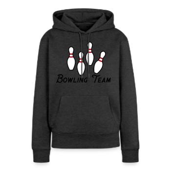 Équipe de bowling - Sweat à capuche Premium bio Femme - anthracite chiné - Devant - Selfina (174cm)