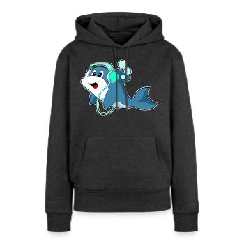 Musique casque Delfin - Sweat à capuche Premium bio Femme - anthracite chiné - Devant - Selfina (174cm)