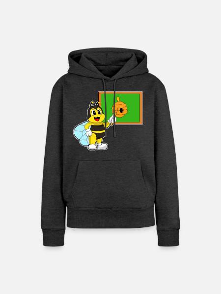 Biene Lehrer Zeigestab Schule - Frauen Premium Bio Hoodie - Anthrazit meliert