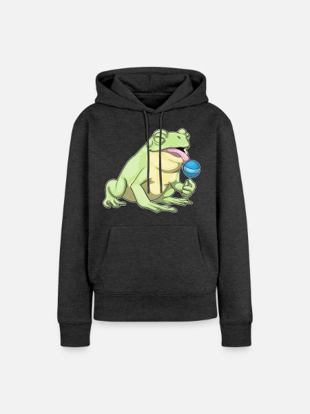 Frosch Lutscher - Frauen Premium Bio Hoodie - Anthrazit meliert