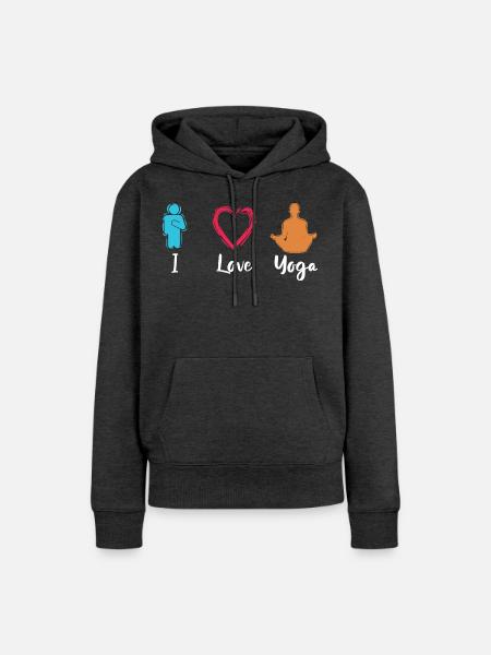 Ich liebe Yoga - Frauen Premium Bio Hoodie - Anthrazit meliert
