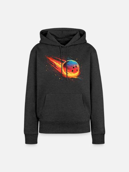 Bowlingkugel 90er Look - Frauen Premium Bio Hoodie - Anthrazit meliert