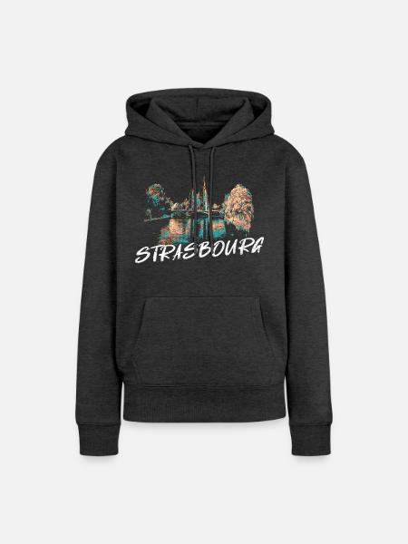 Straßburger Münster – Illustration - Frauen Premium Bio Hoodie - Anthrazit meliert