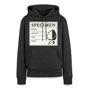 Étiquette de collection d’échantillons géologiques fossiles - Sweat à capuche Premium bio Femme - anthracite chiné - Devant - Selfina (174cm)