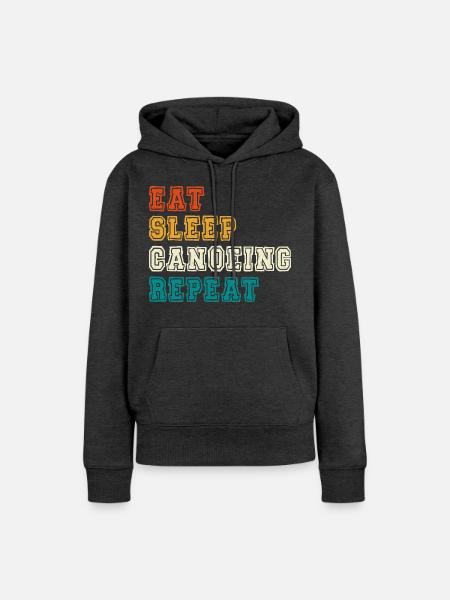 Eat Sleep Canoeing Repeat Farbblock - Frauen Premium Bio Hoodie - Anthrazit meliert
