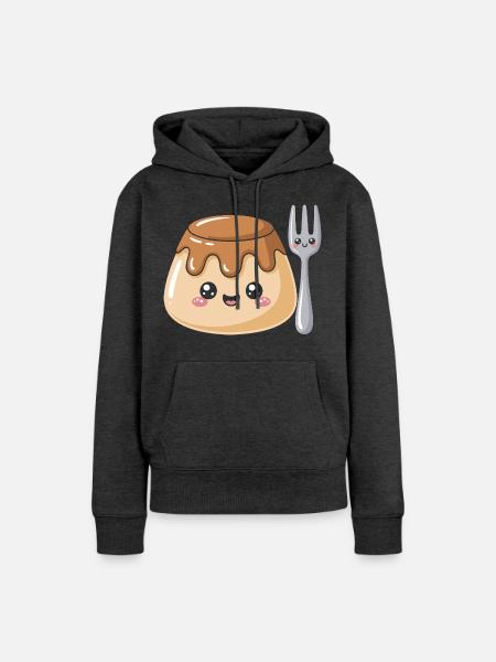 Pudding Mit Gabel - Frauen Premium Bio Hoodie - Anthrazit meliert