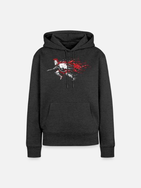 Spartan Speed Shards Maskottchen Spartan Dash - Frauen Premium Bio Hoodie - Anthrazit meliert
