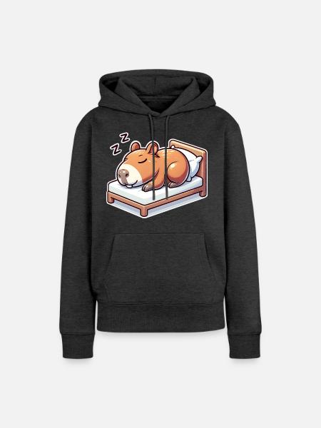Schlafender Capybara - Frauen Premium Bio Hoodie - Anthrazit meliert