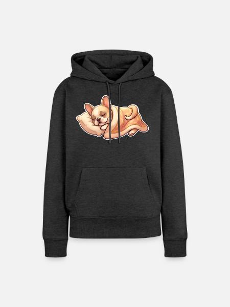 Französische Bulldogge Schlafen - Frauen Premium Bio Hoodie - Anthrazit meliert