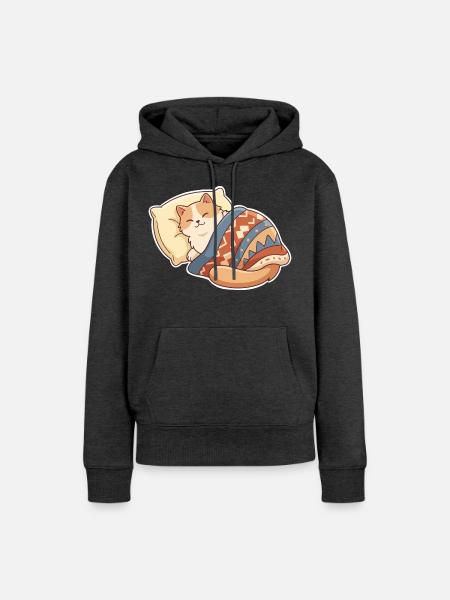 Katze Schlafen - Frauen Premium Bio Hoodie - Anthrazit meliert
