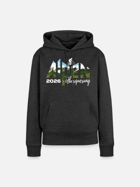 Alpen Überquerung 2026 - Fahrrad - Frauen Premium Bio Hoodie - Anthrazit meliert