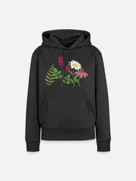 Blumenstrauß · Farn · Blumen · Blattwerk - Frauen Premium Bio Hoodie - Anthrazit meliert
