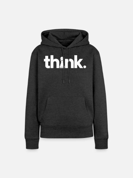 Schach Think - Frauen Premium Bio Hoodie - Anthrazit meliert