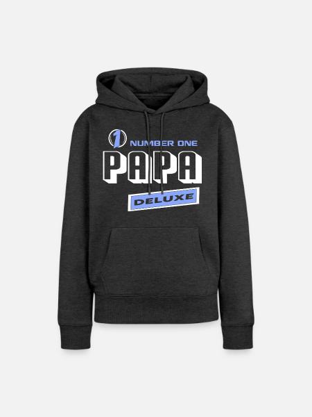 Papa Number One Deluxe Bester Familie Family - Frauen Premium Bio Hoodie - Anthrazit meliert