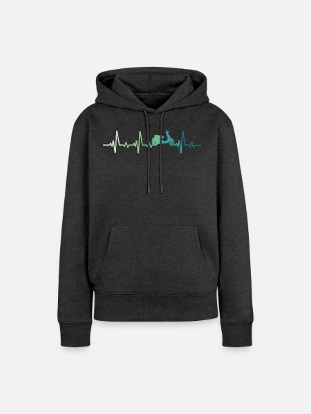 Scooter-Herzschlag-Mopedroller - Frauen Premium Bio Hoodie - Anthrazit meliert