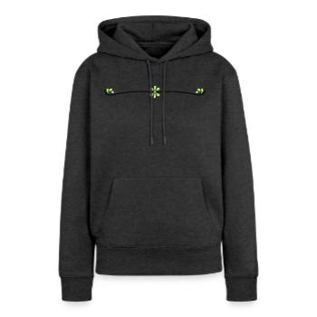 Vigne fleurie - Sweat à capuche Premium bio Femme - anthracite chiné - Devant - Selfina (174cm)